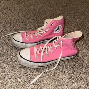 Converse Cream and Pink High-Tops